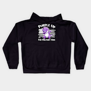 Dabbing Dinosaur Purple Up For Military Kids Military Child Kids Hoodie